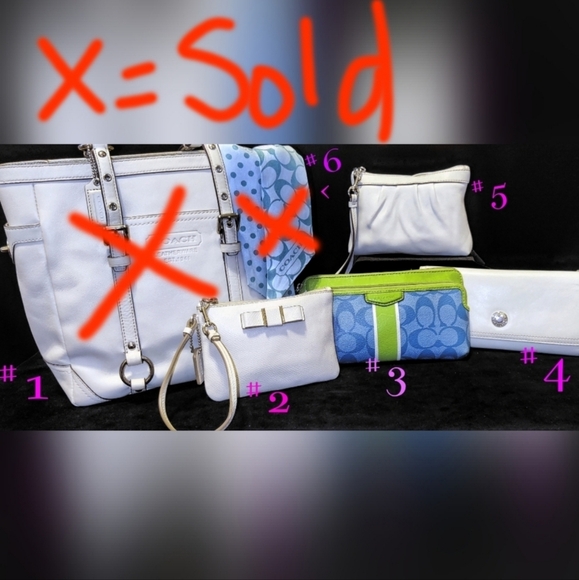 RARE 2pc "Coach Poppy is Glam" canvas/leather xl tote+wristlet + Macy's tags - Picture 14 of 16